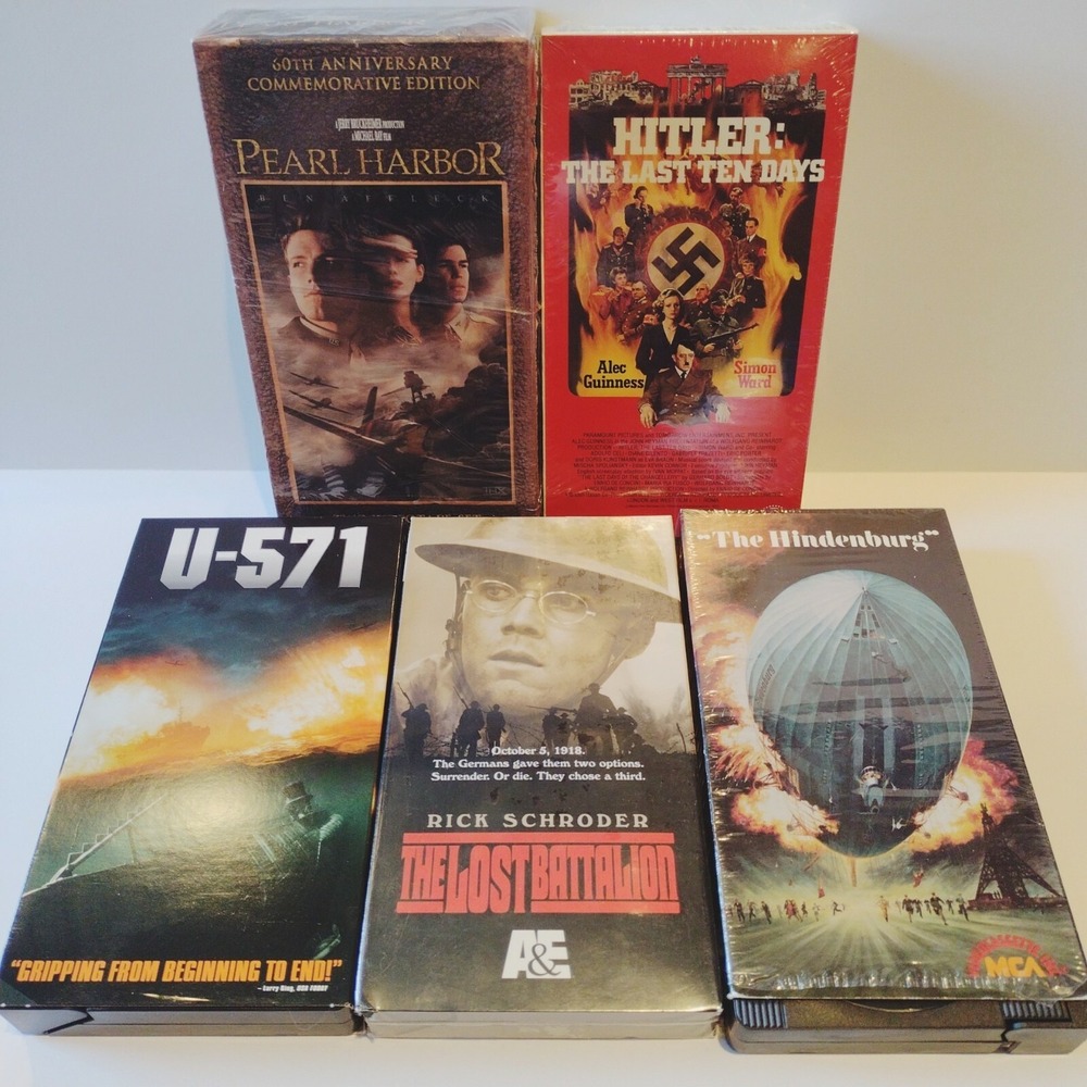 War Movie VHS Lot New Sealed Pearl Harbor U-571 The Hindenburg Lost Battalion